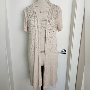 90s Grunge Gunmetal Rhinestone Duster Cardigan